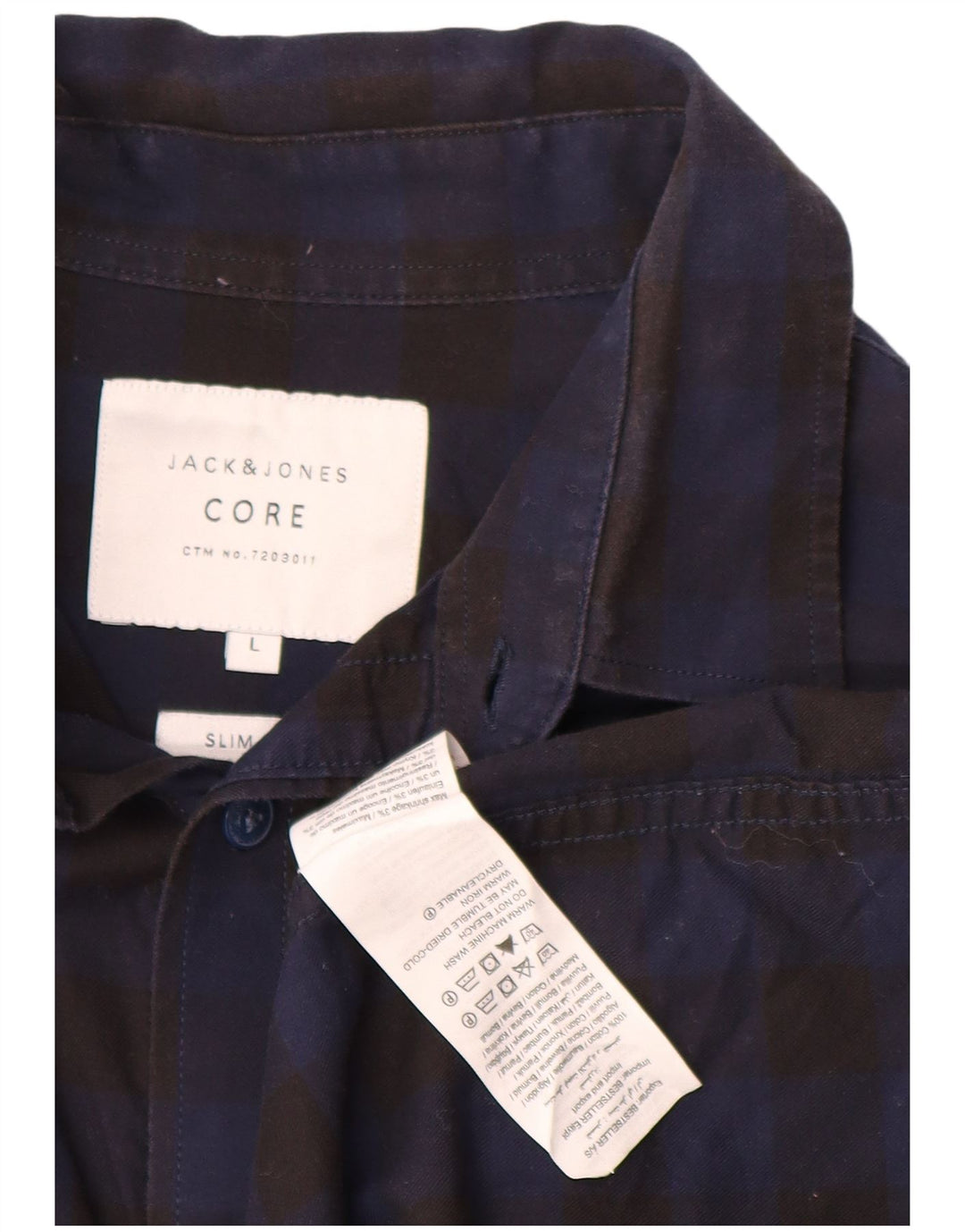 JACK & JONES Camicia slim fit da uomo grande in cotone a quadretti nero