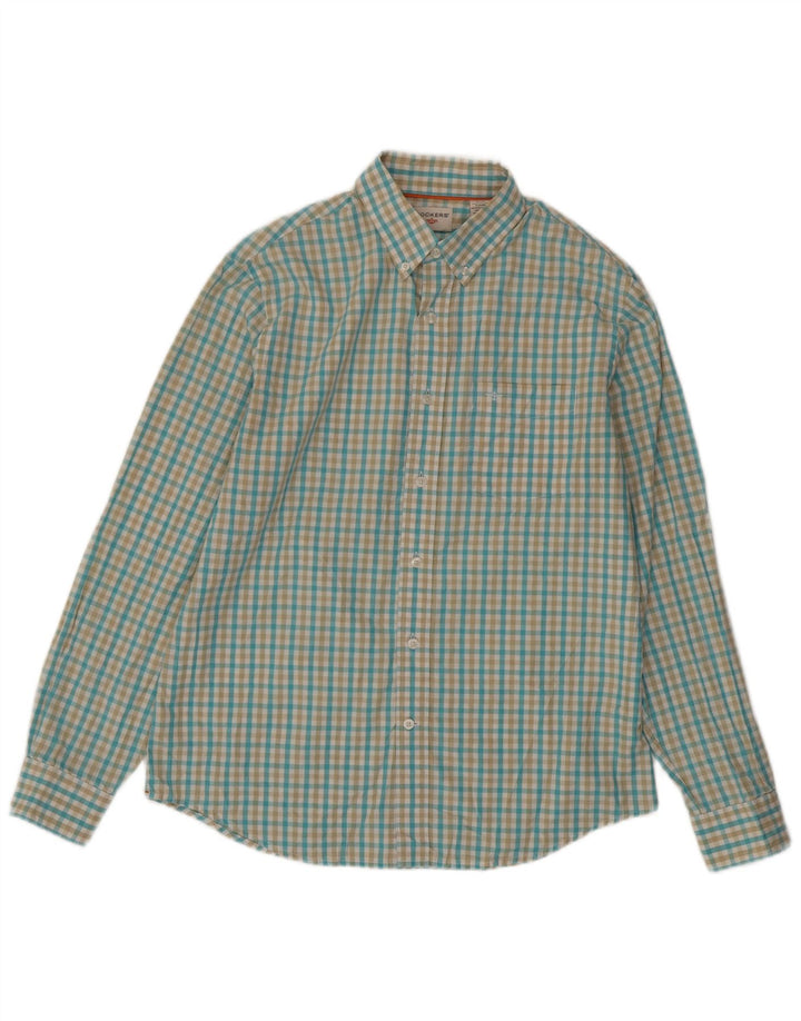 DOCKERS Camicia da uomo in cotone a quadretti blu medio
