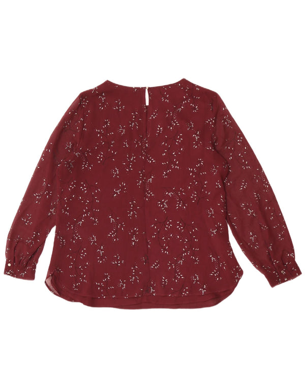 Camicetta da donna Laura Ashley Top UK 16 Grande poliestere floreale bordeaux