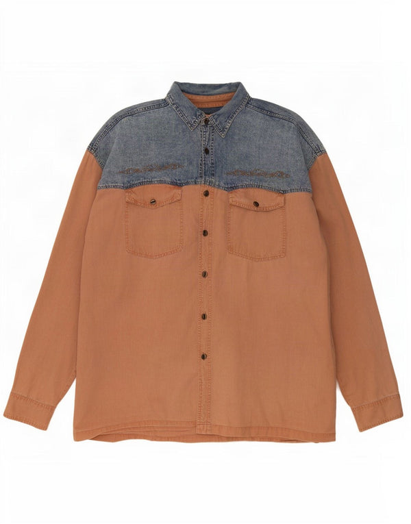 Camicia in denim da uomo Jean Rive XL blu color block