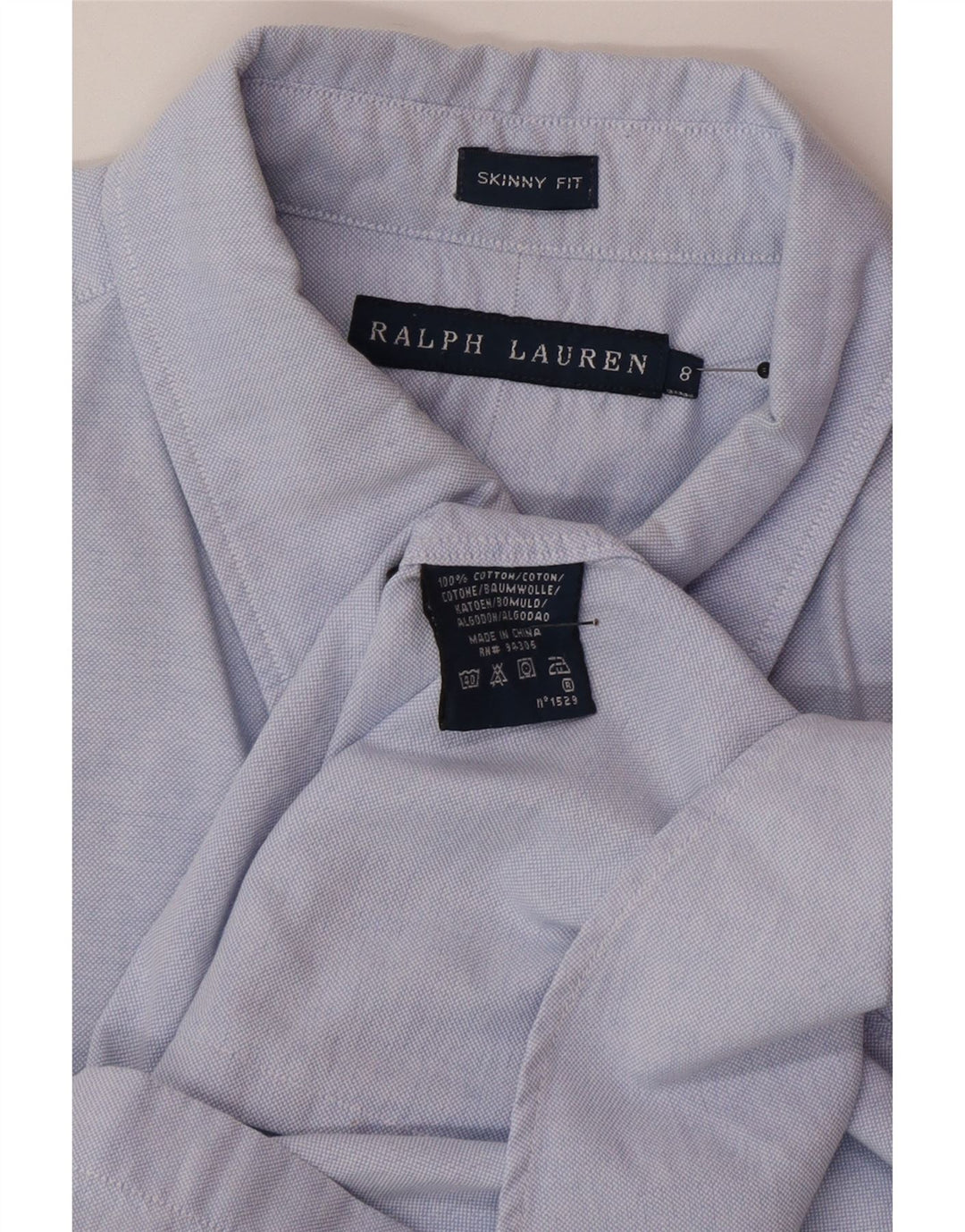 Camicia skinny da donna Ralph Lauren US 8 cotone blu medio