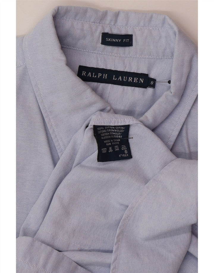 Camicia skinny da donna Ralph Lauren US 8 cotone blu medio