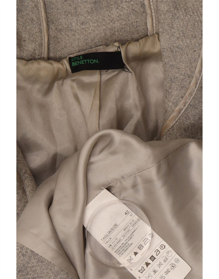 BENETTON Womens Hooded Duffle Coat IT 42 Medium Beige Wool Vintage Benetton and Second-Hand Benetton from Messina Hembry 