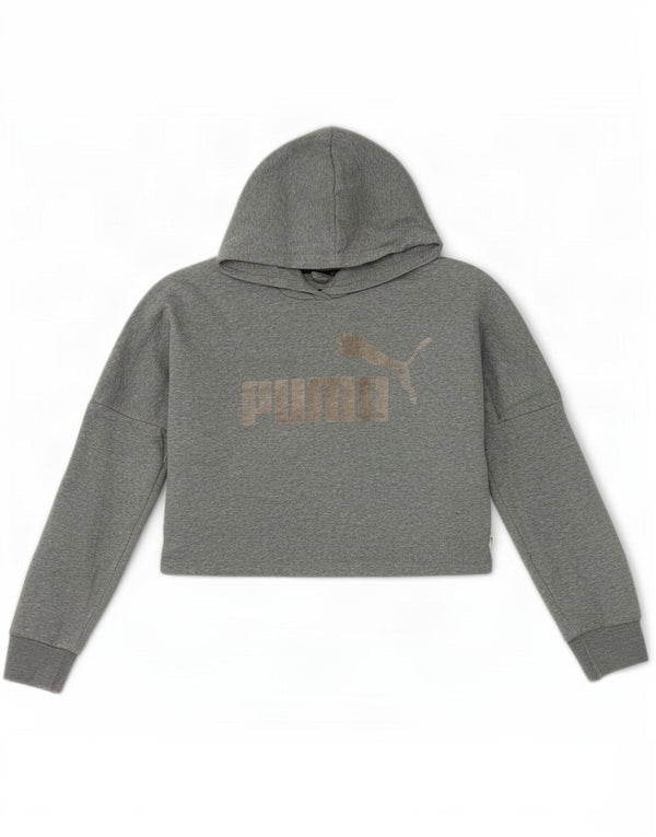 Maglione corto con cappuccio grafico oversize per ragazze Puma 11-12 anni Grigio