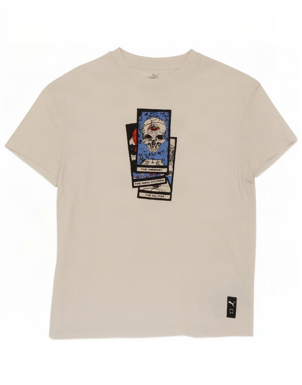 T-shirt grafica da bambino Puma 13-14 anni in cotone bianco