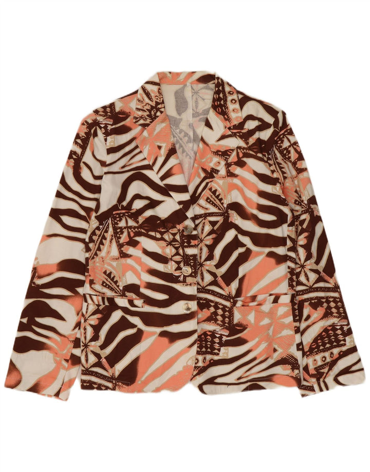 Giacca blazer da donna VINTAGE UK 14 grande stampa animale multicolore