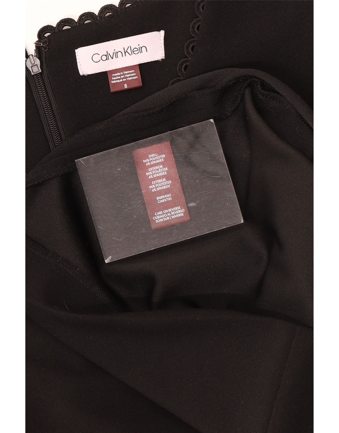 CALVIN KLEIN Abito tubino con maniche a 3/4 da donna US 8 Medio Nero Poliestere