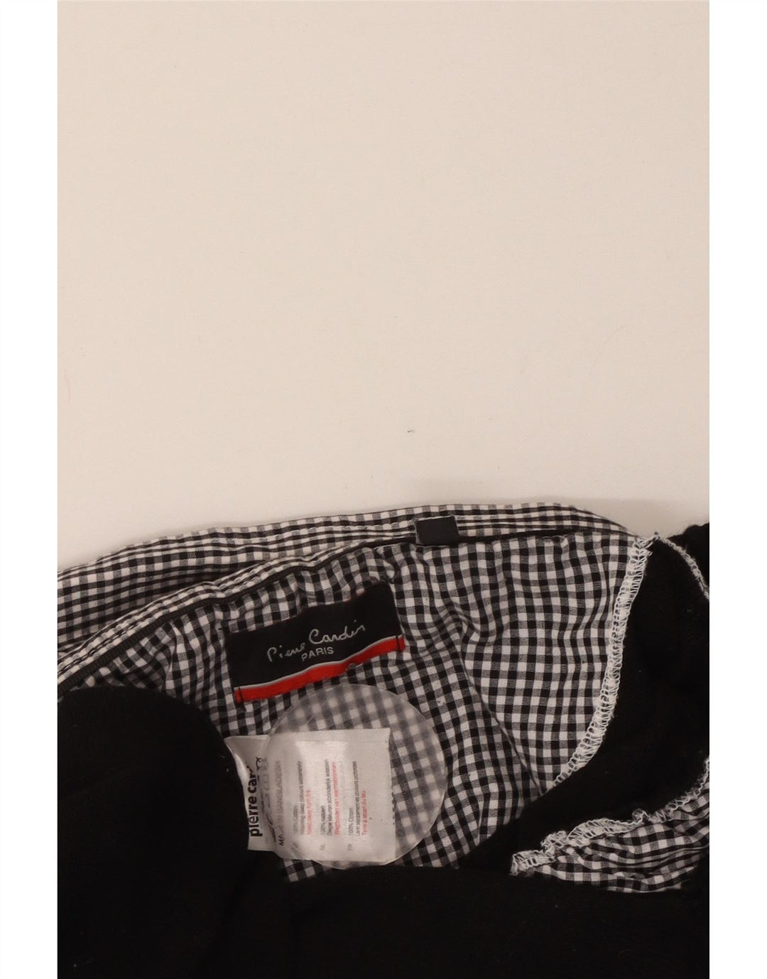 PIERRE CARDIN Maglione da donna con scollo a V UK 18 XL Cotone a quadri nero