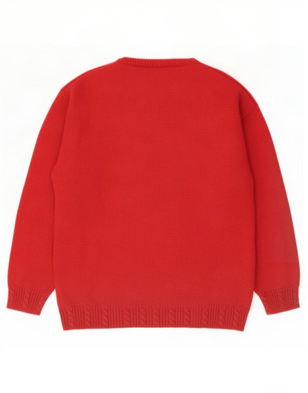 Maglione maglione girocollo da donna George UK 12/14 Acrilico floreale rosso medio