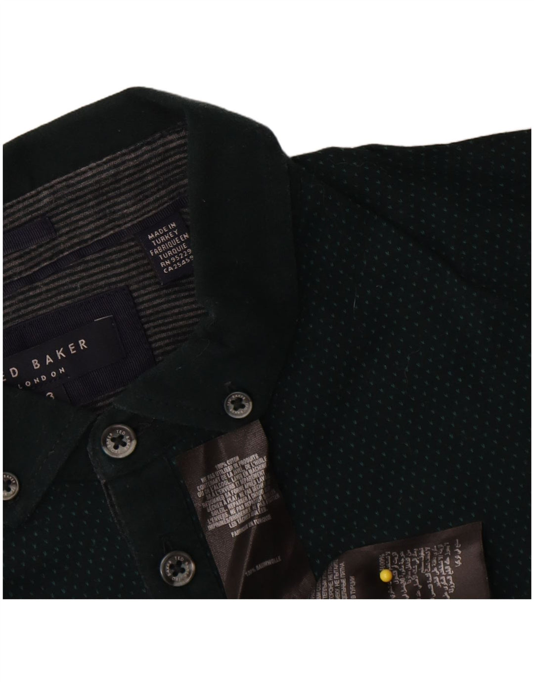 Polo da uomo Ted Baker taglia 3 in cotone screziato verde medio