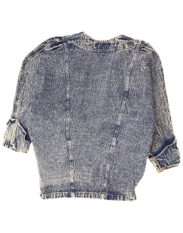 JAZZINO Giacca in denim oversize da donna con maniche a 3/4 UK 18 XL Blu floreale