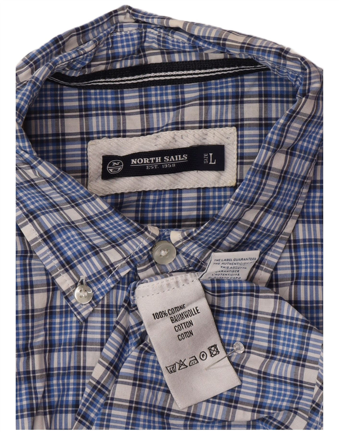 Camicia a maniche corte da uomo North Sails in cotone a quadri blu grandi
