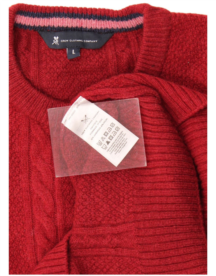 Crew Clothing Maglione girocollo da uomo in lana d'agnello rossa grande