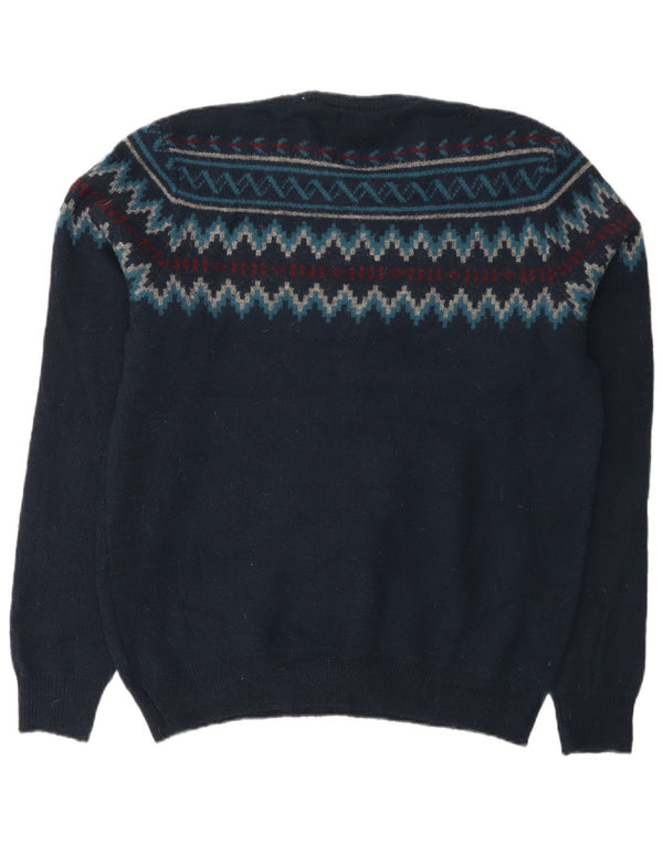 Maglione maglione girocollo da uomo Marks & Spencer medio blu navy Fair Isle