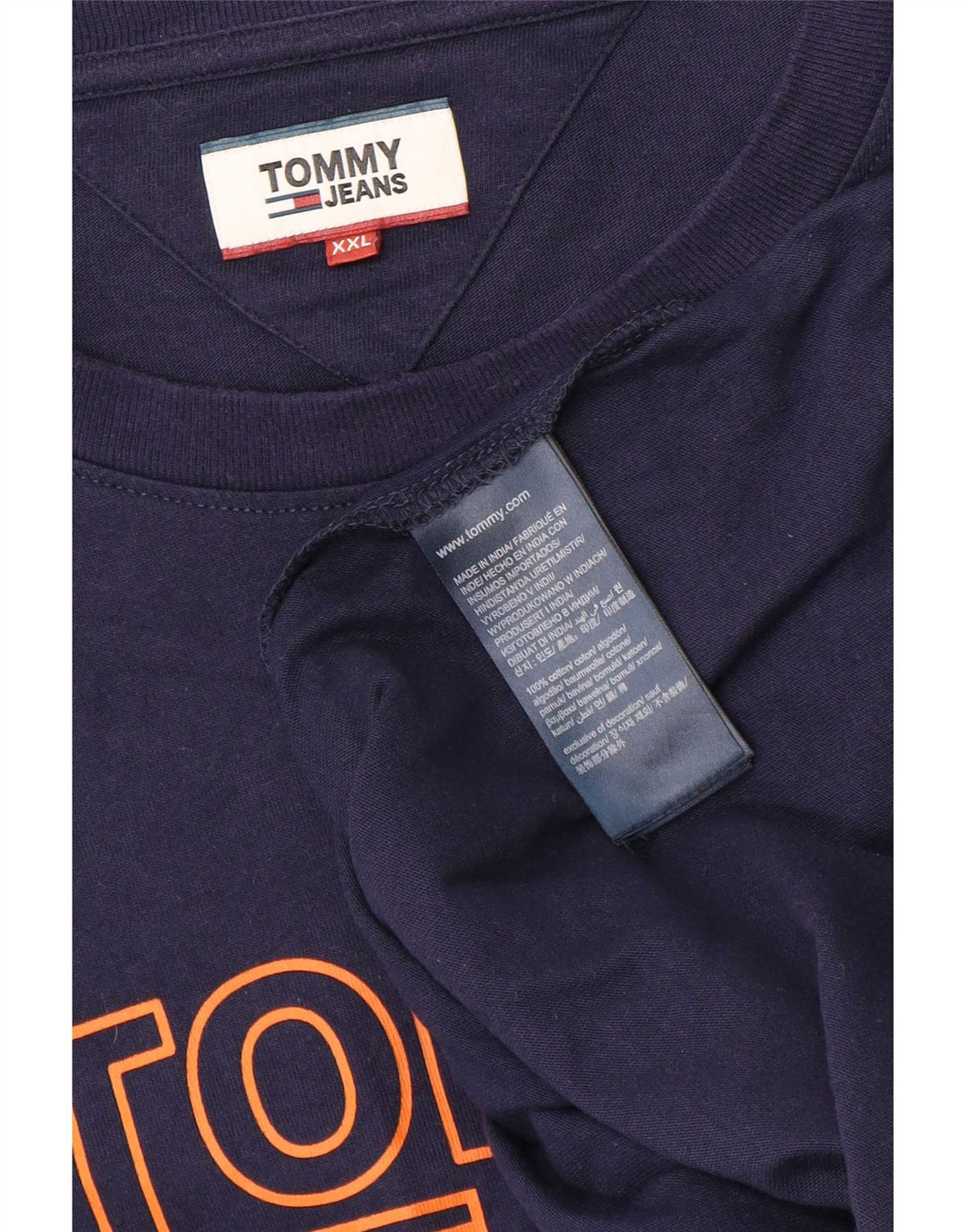 Tommy Hilfiger Uomo Graphic Top Manica Lunga 2XL Blu Navy Cotone