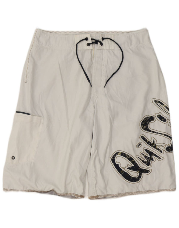Pantaloncini da bagno grafici da uomo Quiksilver in poliestere bianco medio