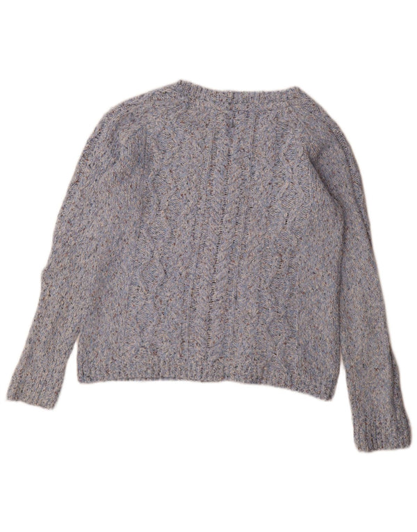 Maglione maglione con scollo a barca da donna Fat Face UK 12 Cotone screziato blu medio