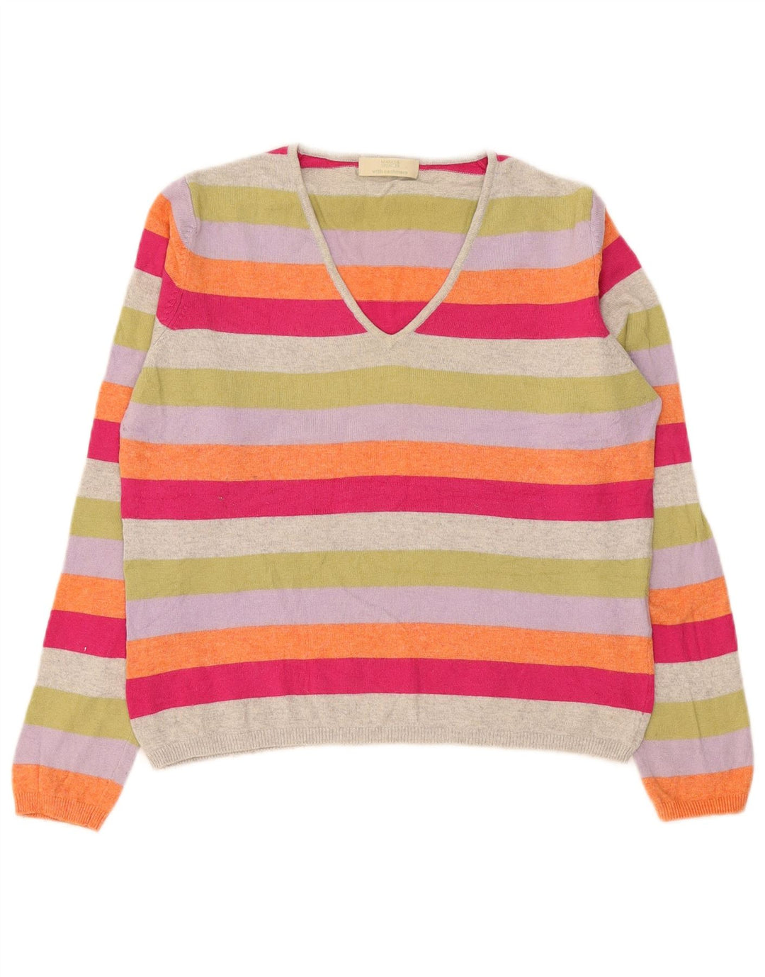 Maglione maglione con scollo a V da donna Marks & Spencer UK 14 grande multicolore