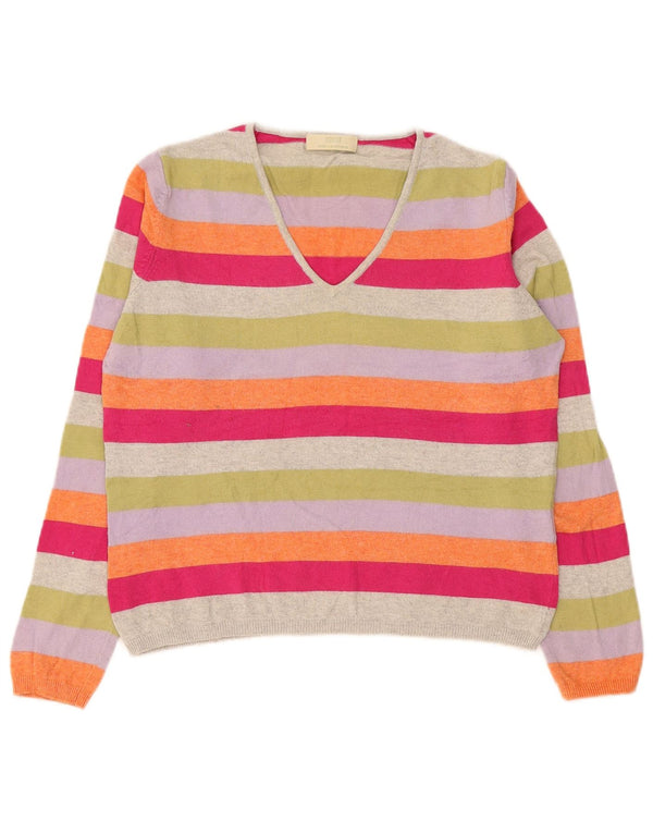 Maglione maglione con scollo a V da donna Marks & Spencer UK 14 grande multicolore