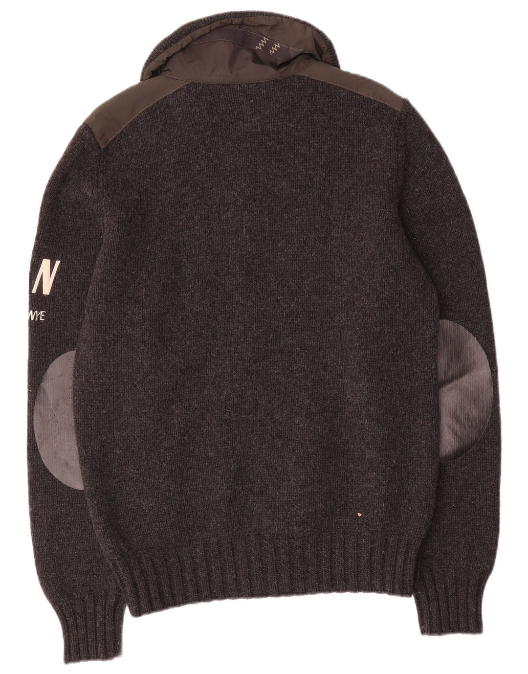 Murphy & Nye Maglione cardigan grafico da uomo velaio grande lana grigia