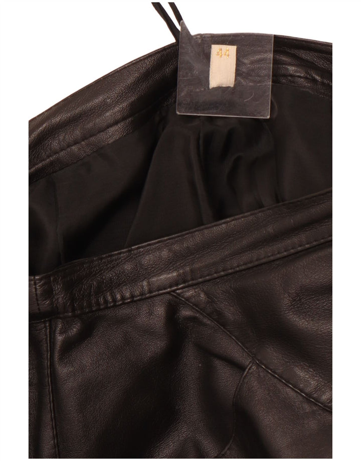 Gonna in pelle da donna VINTAGE IT 44 media W32 nera