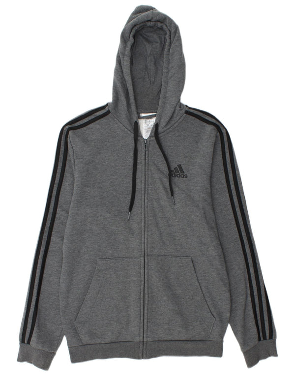 Maglione con cappuccio e zip Adidas da uomo piccolo in cotone grigio