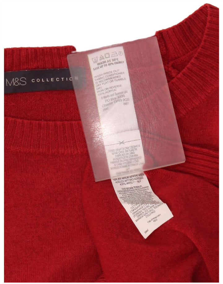 Maglione maglione con scollo a barca da donna Marks & Spencer UK 14 Acrilico rosso medio