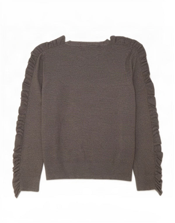 Guess Womens Graphic Crew Neck Jumper Sweater UK 14 Medium Grey