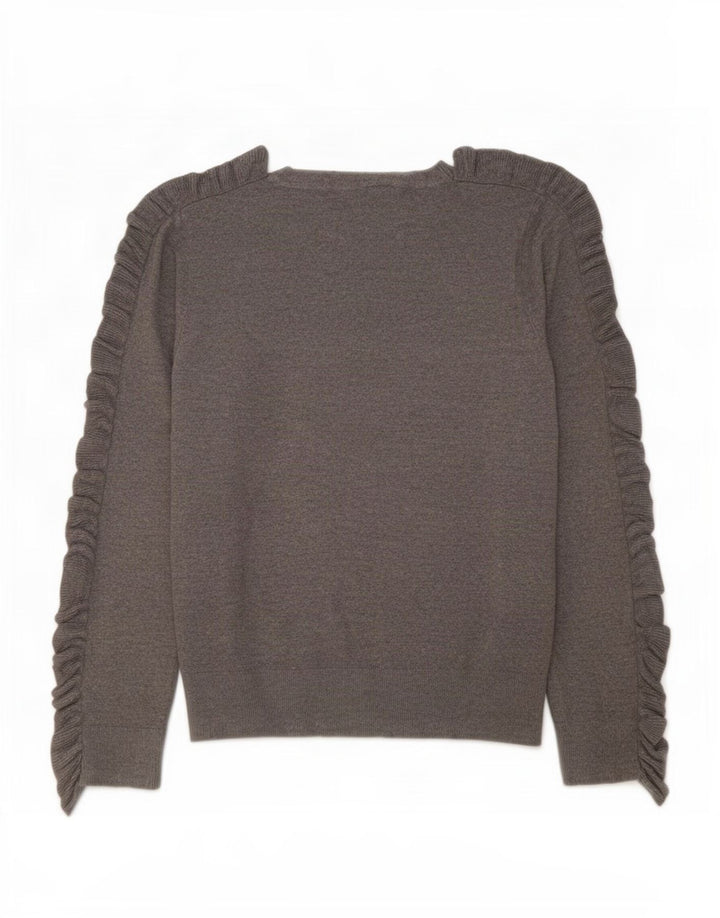 Guess Womens Graphic Crew Neck Jumper Sweater UK 14 Medium Grey