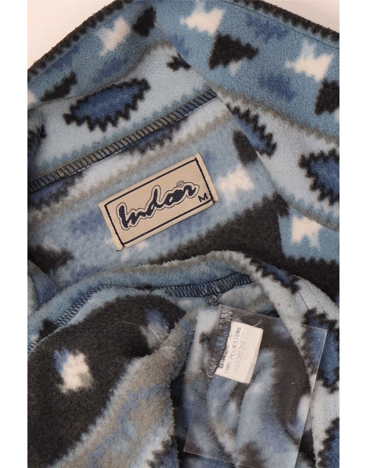 Giacca in pile vintage da uomo UK 38 Poliestere Fair Isle blu medio