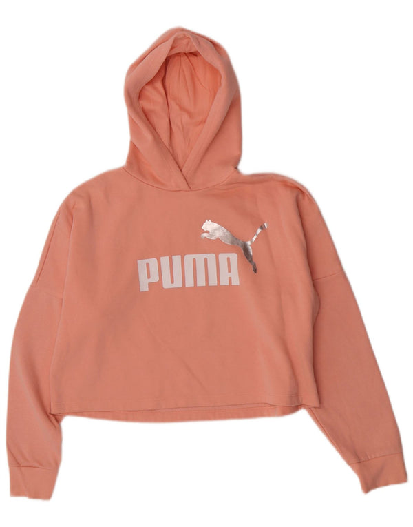 Felpa con cappuccio grafica corta per ragazze Puma 13-14 anni in cotone rosa