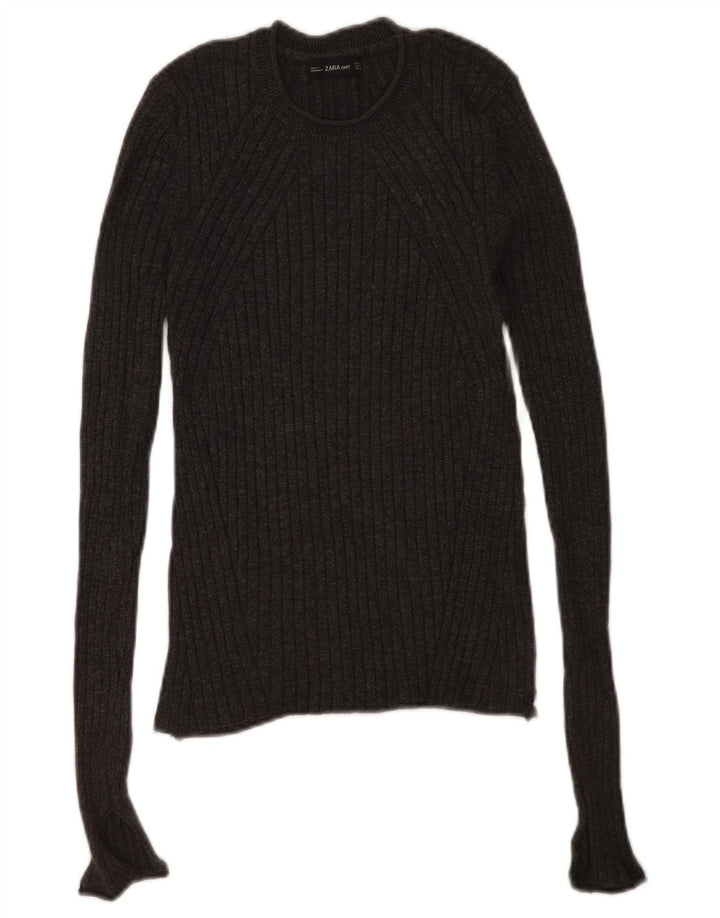 Maglione maglione girocollo da donna Zara UK 12 Viscosa grigio medio