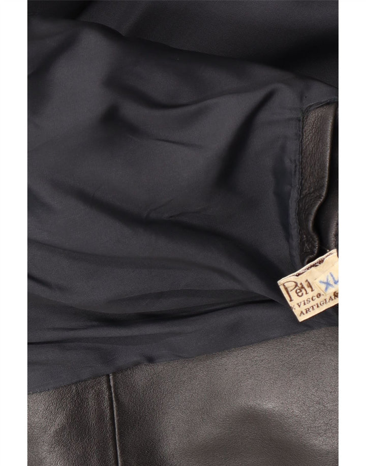 Giacca da motociclista in pelle da uomo vintage UK 42 XL in pelle nera