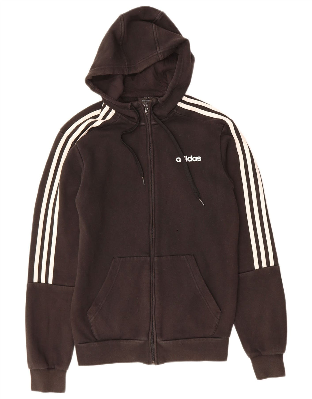 ADIDAS Mens Zip Hoodie Sweater Small Black Cotton
