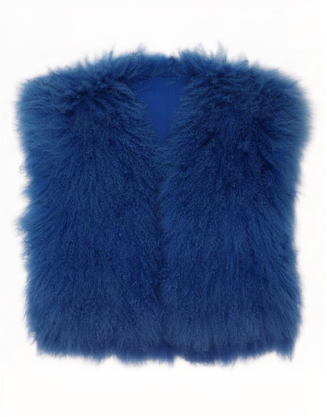 Gilet vintage da donna in pelliccia sintetica UK 14 blu medio