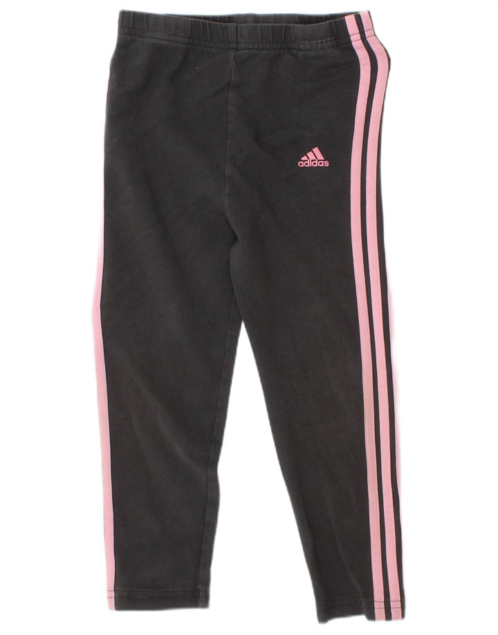 Leggings Adidas Bambina 3-4 Anni Cotone Grigio