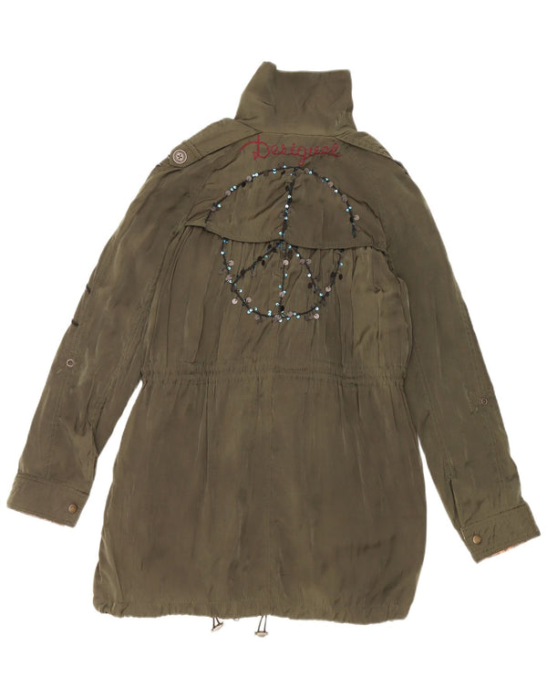 Desigual Giacca Parka con grafica militare da donna EU 38 Verde medio floreale