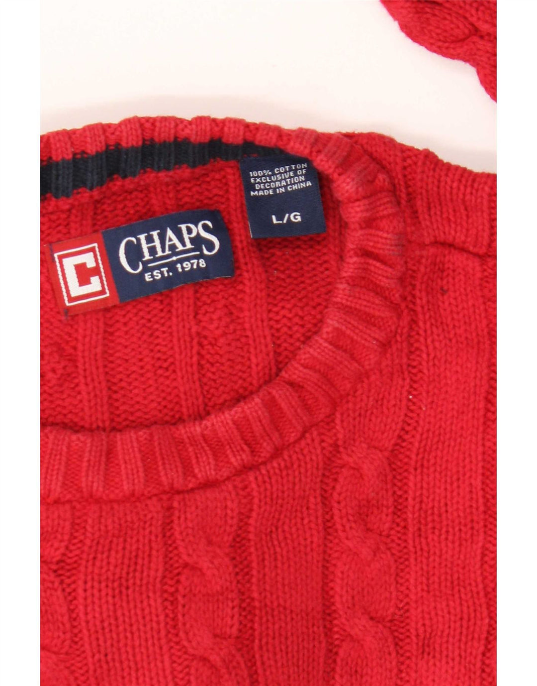 Chaps Uomo Maglione Girocollo Maglione Grande Cotone Rosso