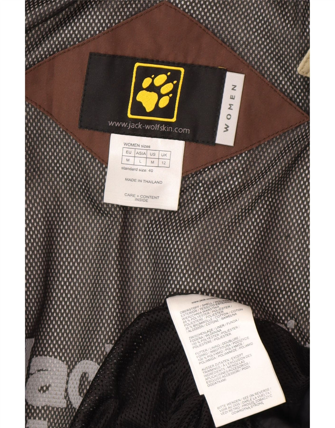 Giacca antipioggia con cappuccio da donna Jack Wolfskin UK 12 Poliestere beige medio