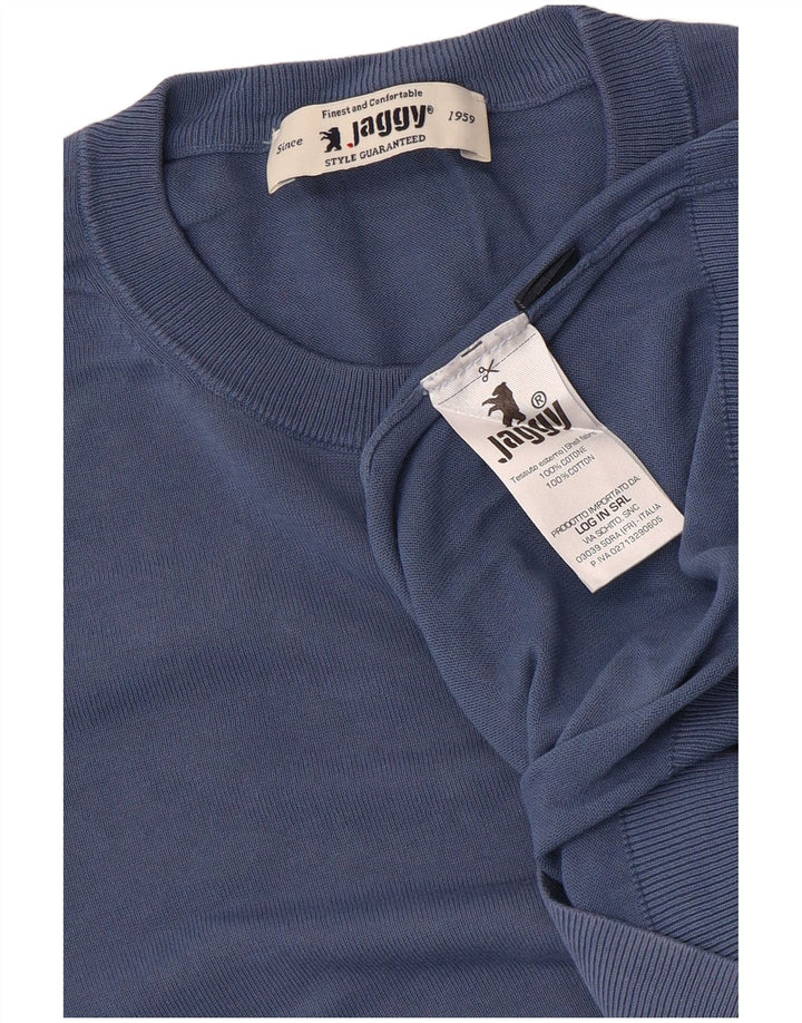 Maglione maglione girocollo da uomo Jaggy in cotone blu medio