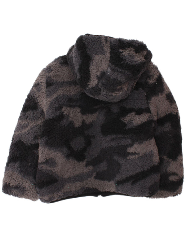 Giacca reversibile imbottita con cappuccio Dkny per ragazzi 5-6 anni in nylon mimetico nero