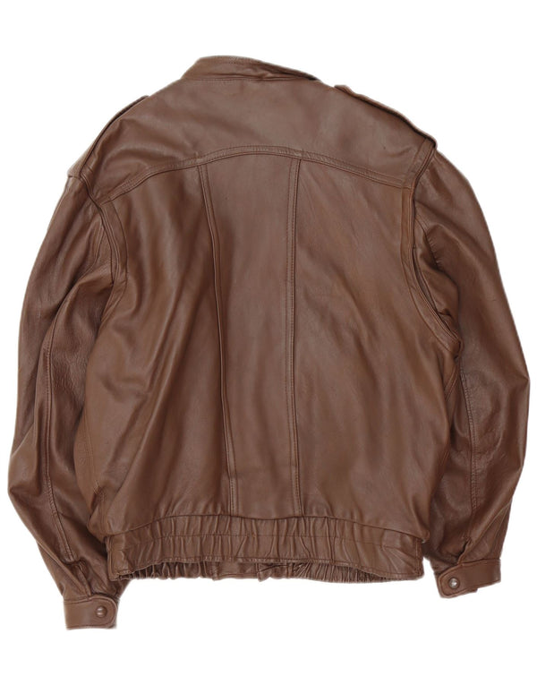 Giacca in pelle militare vintage da uomo UK 36 piccola marrone
