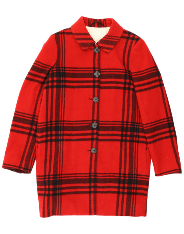 Soprabito vintage da donna IT 42 medio in lana a quadri rossi