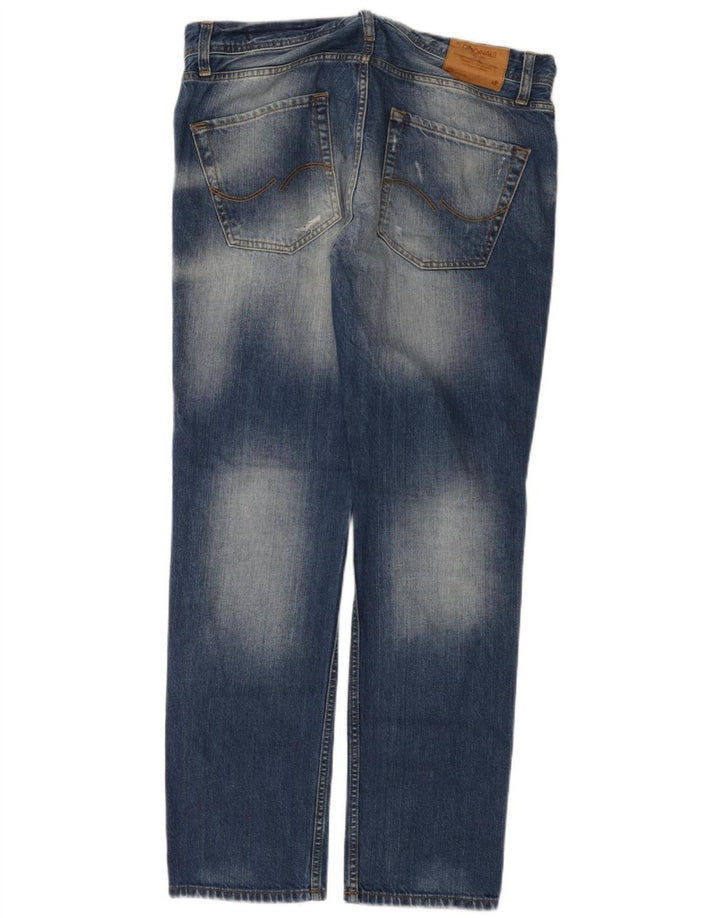 Jeans dritti invecchiati da uomo Jack & Jones W34 L32 cotone blu