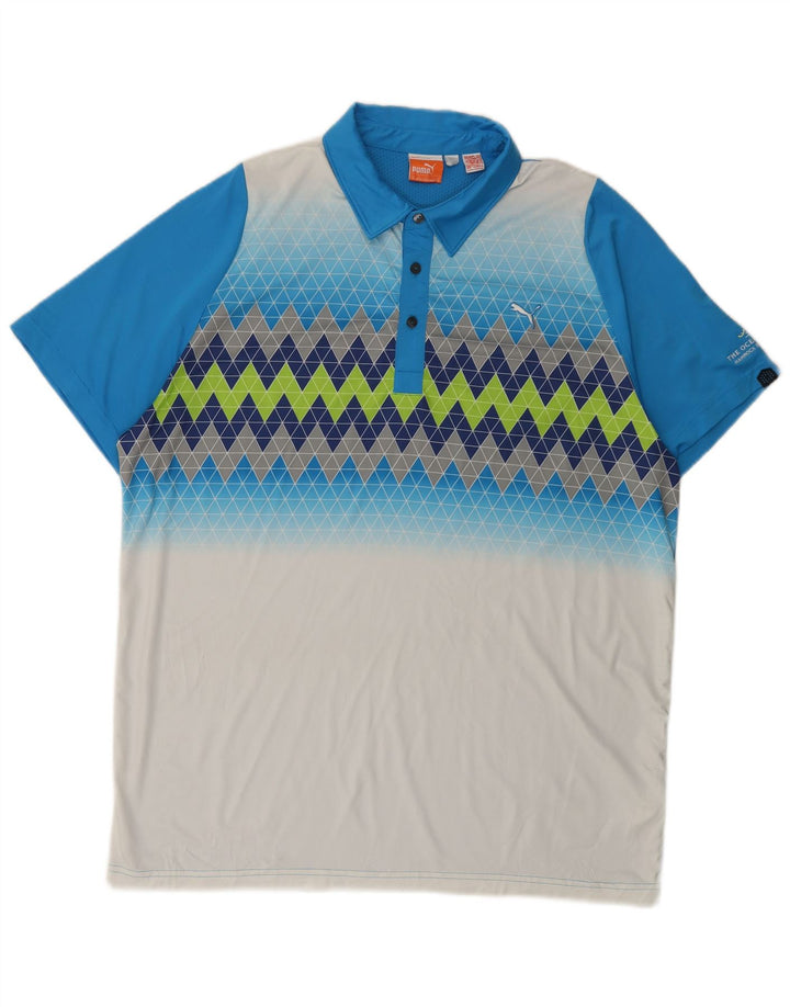 Polo PUMA da uomo XL in poliestere color block blu