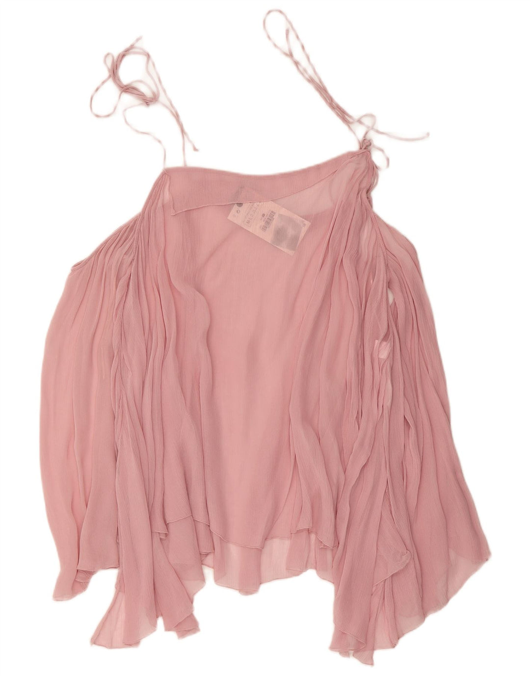 Top Zara da donna con spalle scoperte trasparenti UK 14 Viscosa rosa medio
