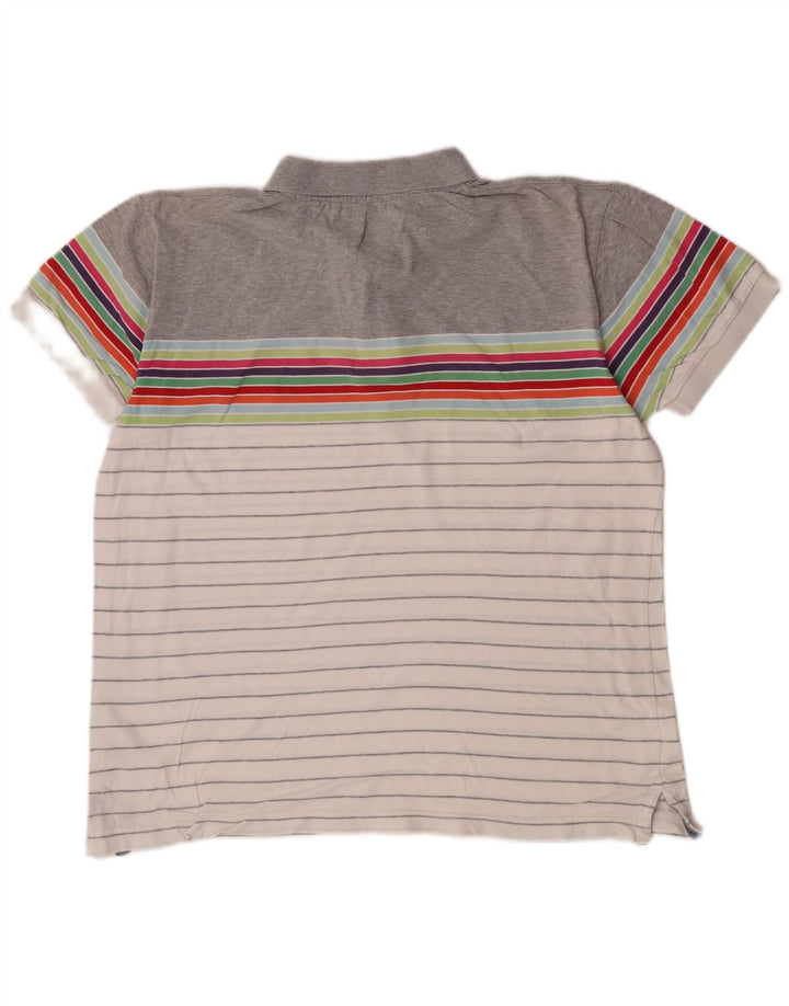 Polo da uomo Quiksilver in cotone a righe grigio medio