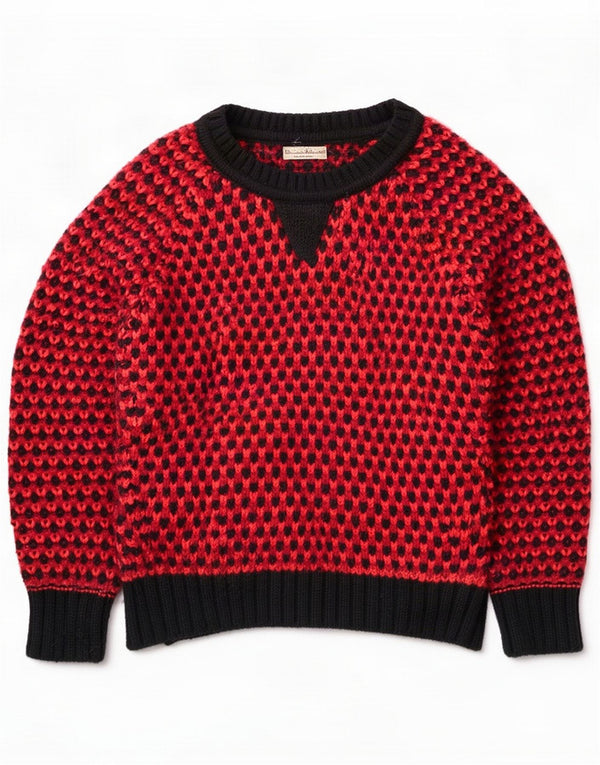 Superdry Maglione da donna con scollo a barchetta UK 14 Large Rosso geometrico acrilico