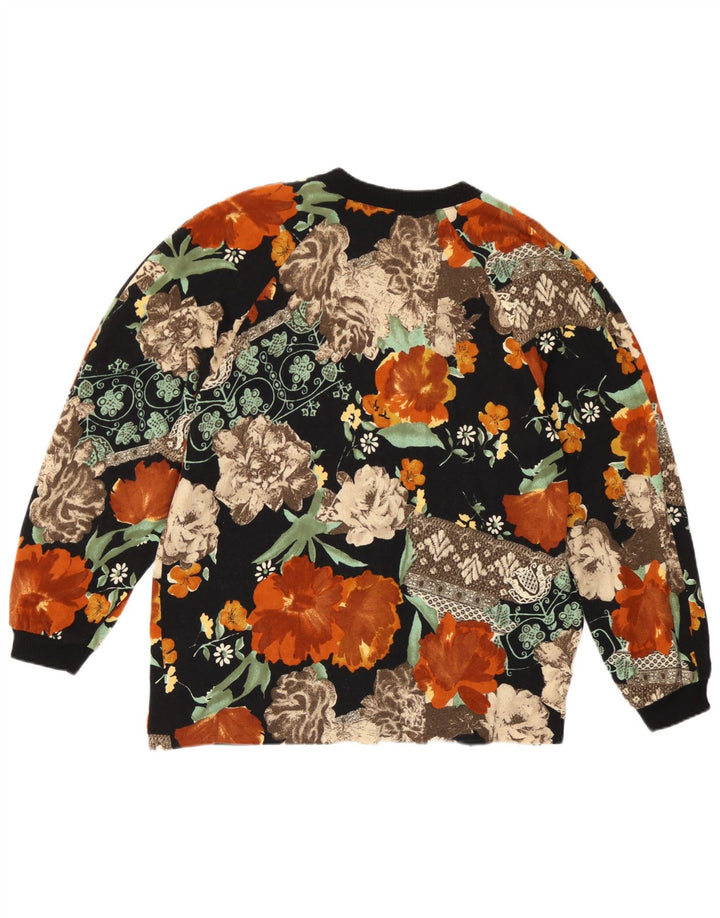 Maglione cardigan da donna vintage IT 44 Lana floreale multicolore media