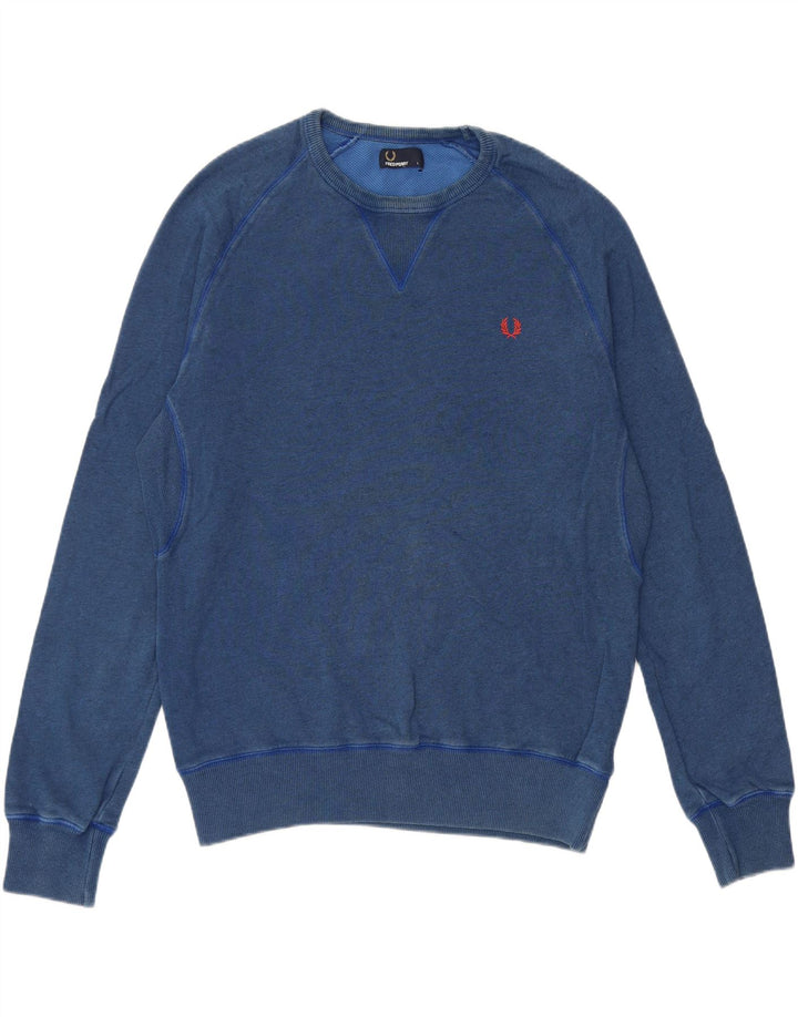 Felpa da uomo Fred Perry Maglione grande in cotone blu